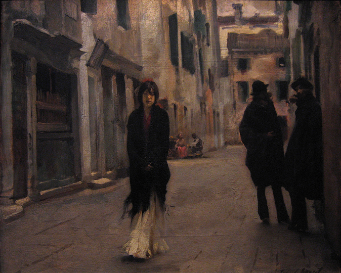 Indolence in Art: John Singer Sargent, Street in Venice, c. 1882. National Gallery of Art, Washington DC. 45.1 cm × 53.9 cm