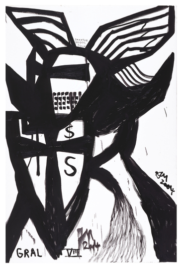 Who is Jonathan Meese?: Tapferkeit, 2004, Oil on canvas, 210 x 140 cm. Private collection, NRW © Bildrecht, Wien, 2013. Photo: Jochen Littkemann