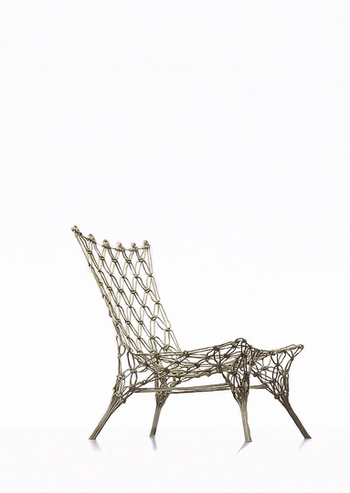 Marcel: Marcel Wanders, Knotted Chair, lounge chair, 1996

Droog / Cappellini / Personal Editions, knotted carbon and aramide fiber cord, secured with epoxy resin, sand blasted. The Stedelijk Museum holds prototype no. 5 in the collection.