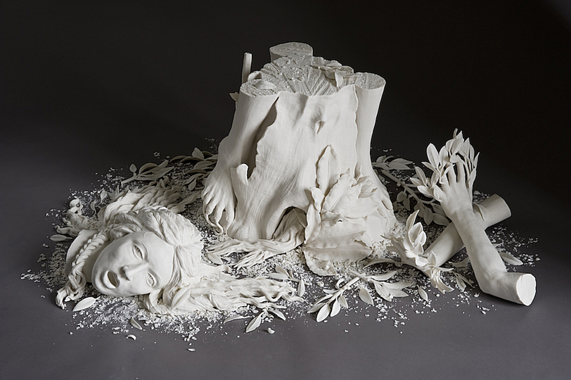 Body & Soul: Kate MacDowell, Daphne, 2007, Hand built porcelain. Collection of Karen Zukowski and David Diamond. Photo: Dan Kyitka.