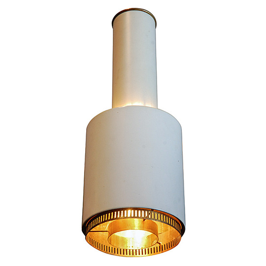 Alvar Aalto furniture: Ceiling pendant in white lacquered brass.