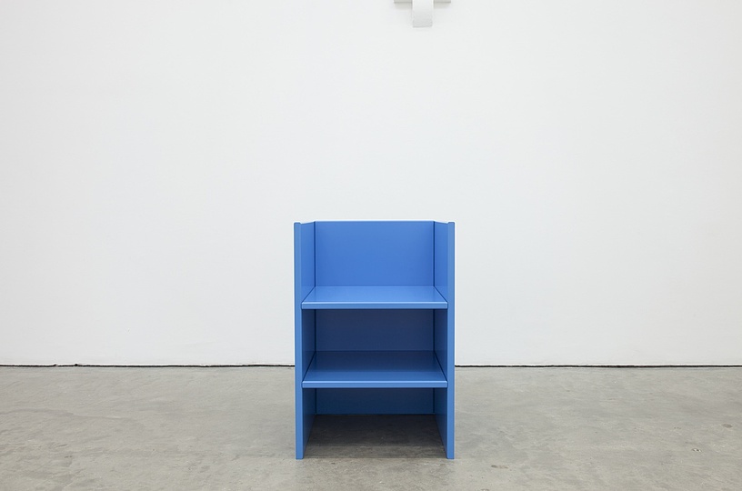 Furniture by Donald Judd: Armchair (Painted enamel on aluminium), 1984 : 1989. Fabricated by Janssen C.V., Netherlands. Courtesy Hester van Royen, London