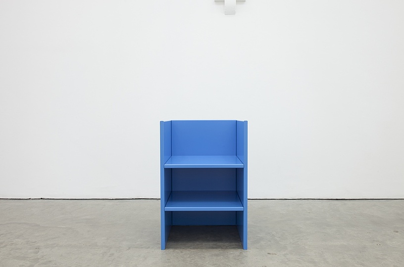 Furniture by Donald Judd: Armchair (Painted enamel on aluminium), 1984 : 1989. Fabricated by Janssen C.V., Netherlands. Courtesy Hester van Royen, London