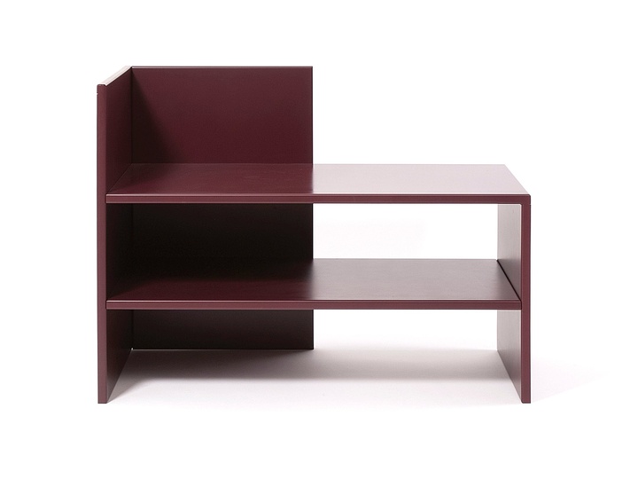 Furniture by Donald Judd: Corner Bench (Painted enamel on aluminium), 1984. Fabricated by Janssen C.V., Netherlands