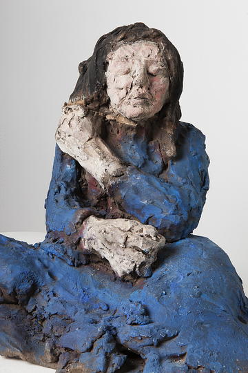 Body & Soul: Damien Cabanes, Sarah en Robe Bleue (Sarah in a blue dress), 2006. Ceramic, paint. Courtesy of Eileen S. Kaminsky Family Foundation PHOTO CREDIT: Adam Cohen.