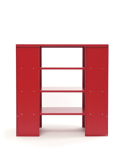 Furniture by Donald Judd: Bookshelf (Painted enamel on aluminium), 1984. Fabricated by Lehni A. G., Switzerland