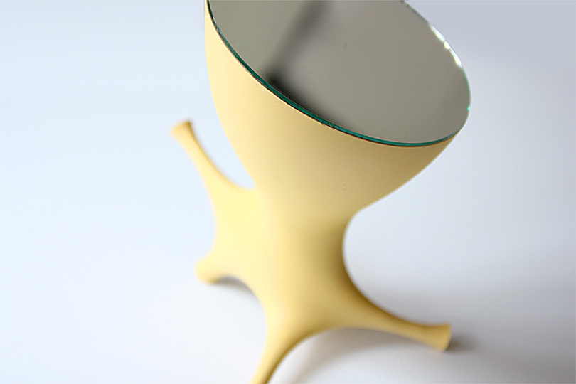 commodification: The creative factory is a collective of designers reclaiming control over their creations. Within an empty factory in Eindhoven they create their individual production line, their machines, tools and products, while establishing relationships with the community around them. The creative factory suggests an alternative to industrialization, production and consumption. Line 02 by Thomas Vailly is a versatile and low tech way to produce fluid and organic plastic shapes. Latex sheets are like numeric surfaces, and can be stretched, scaled and blown to create an infinity of fluid volumes. Line 02 is a dialog between 3D-modeling, rapid prototyping, craftsmanship and design.