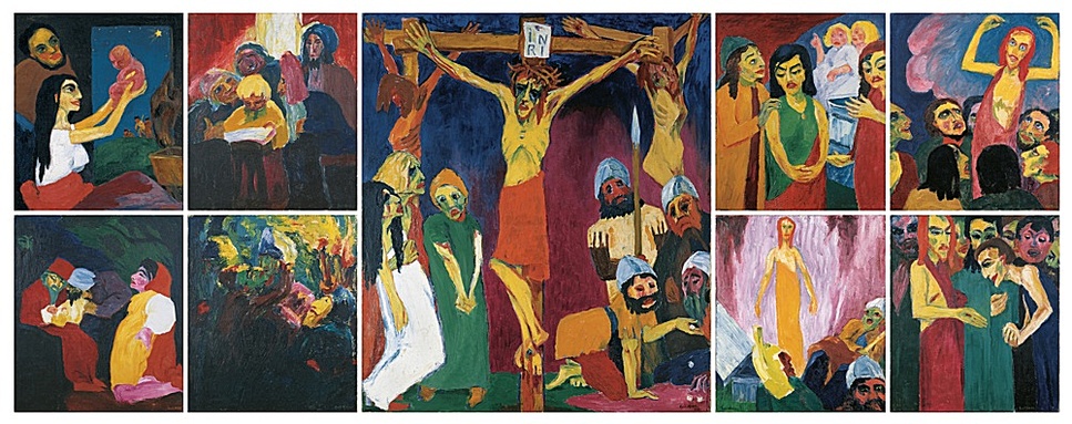 Emil Nolde: The Life of Christ, 1911/12, Oil on canvas, centre panel 220.5 x 193.5 cm; side panels each 100 x 86 cm. Nolde Stiftung Seebüll.