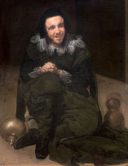Diego Velázquez: The portraits of dwarfs and buffoons are among the most striking paintings in Velázquez’ oeuvre. The sitters’ physical and psychological abnormalities formed an established counter-world to the highly structured and hierarchical world of the court. Diego Velázquez, The Buffoon Juan de Calabazas (Calabacillas), c. 1638, Oil on canvas, 106 x 83 cm © Madrid, Museo Nacional del Prado