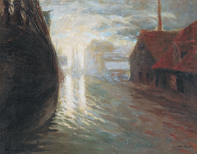 Emil Nolde: Canal (Copenhagen), 1902, Oil on burlap, 65.5 x 83 cm. Nolde Stiftung Seebüll