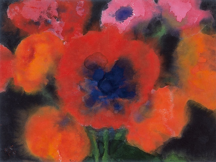 Emil Nolde: Large Red Poppy, undated Watercolour on Japanese paper, 34,5 x 46,5 cm. Nolde Stiftung Seebüll.