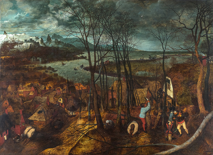 Pieter Bruegel: Pieter Bruegel the Elder (c. 1525/30 Breugel or Antwerp? – 1569 Brussels)
The Gloomy Day
1565, oak panel, 118 × 163 cm
Kunsthistorisches Museum Vienna, Picture Gallery
© KHM-Museumsverband
