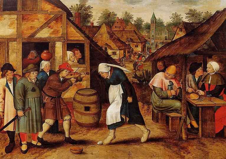 Egg Dance: Pieter Bruegel the Younger, The Egg Dance, circa 1960, oil on panel, Private Collection.
