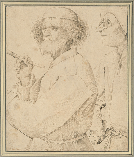 Pieter Bruegel: Pieter Bruegel the Elder (c. 1525/30 Breugel or Antwerp? – 1569 Brussels)
The Painter and the Connoisseur
c. 1566, pen and brown ink, 203 × 309 mm
Vienna, Albertina
© The Albertina Museum Vienna
