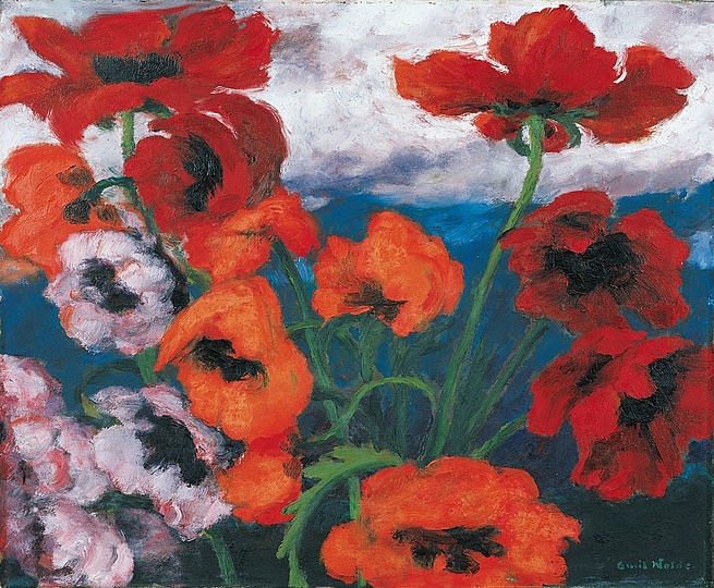 Emil Nolde: Large Poppies (Red, Red, Red), 1942, Oil on canvas, 73.5 x 89.5 cm. Nolde Stiftung Seebüll.