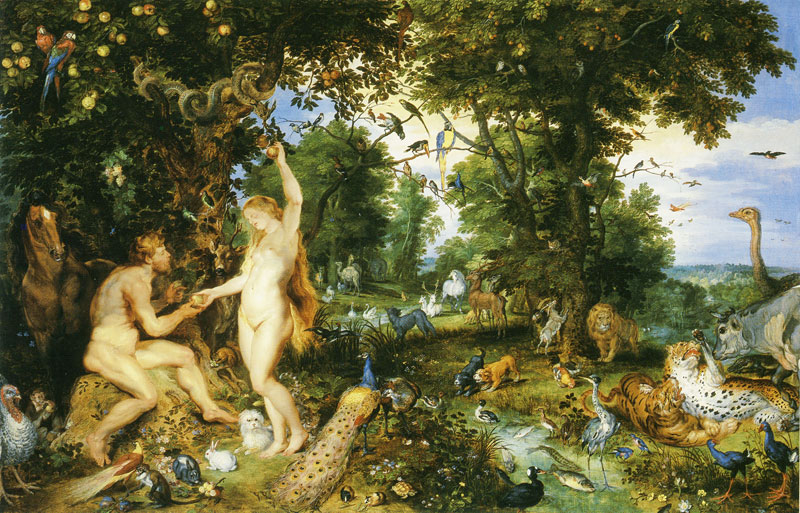 Baroque Co-creation: Jan Brueghel I and Rubens: Jan Brueghel the Elder, Peter Paul Rubens, The Garden of Eden with the Fall of Man, c. 1615, Mautitshuis, The Hague.