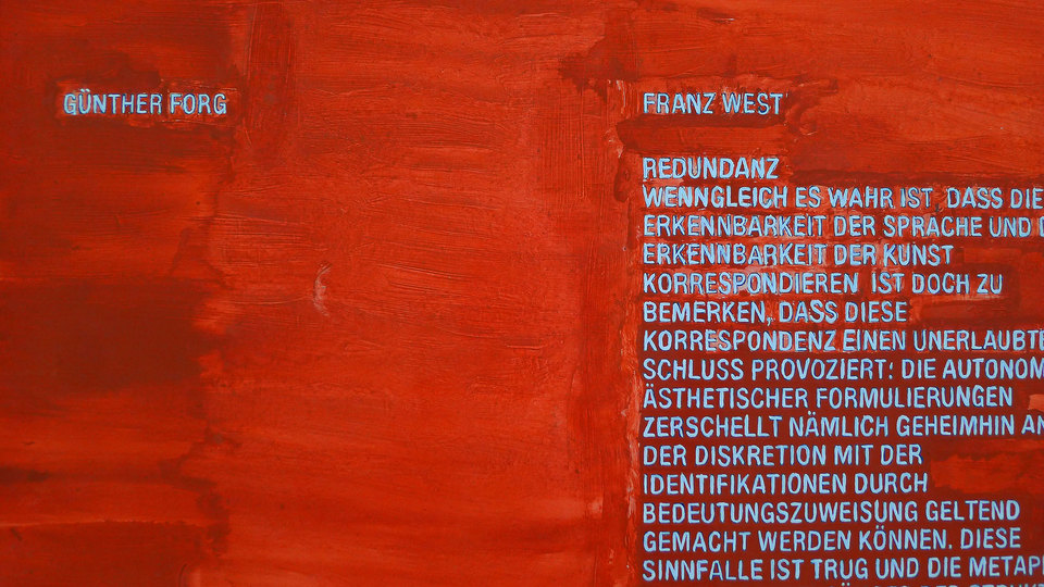 Franz West: Poster Design,  (Günther Förg/Franz West, Redundancy), 2000. Museum of Modern Art Ludwig Foundation, Vienna. Gift of Galerie Bärbel Grässlin, Frankfurt am Main.