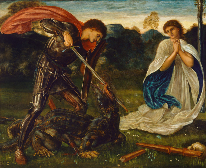 Preraphaelites: Edward Burne-Jones, ‘The Legend of St George and the Dragon, VI: St George Kills the Dragon’, 1866