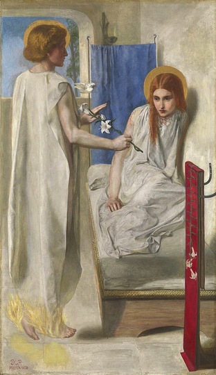 Preraphaelites: Dante Gabriel Rossetti, ‘Ecce Ancilla Domini!’ (The Annunciation), 1849-50