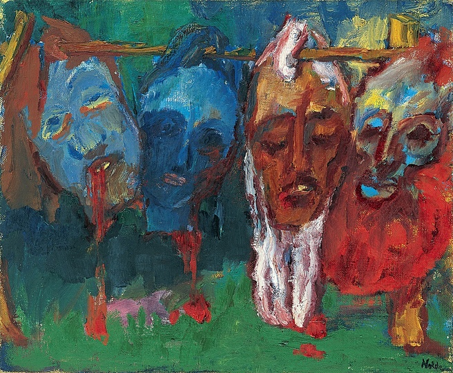 Emil Nolde: Trophies of the Natives, 1914, Oil on burlap, 73 x 88.5 cm. Nolde Stiftung Seebüll.