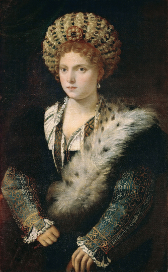 Parmigianino: Schiava Turca: Titian painted this portrait of Isabella d’Este was when she was over 60 of age. Depicting lady sitters as if they were several decades younger was a usual practice at the time. Painted c. 1534-46. Collection of Kunsthistorisches Museum, Vienna.