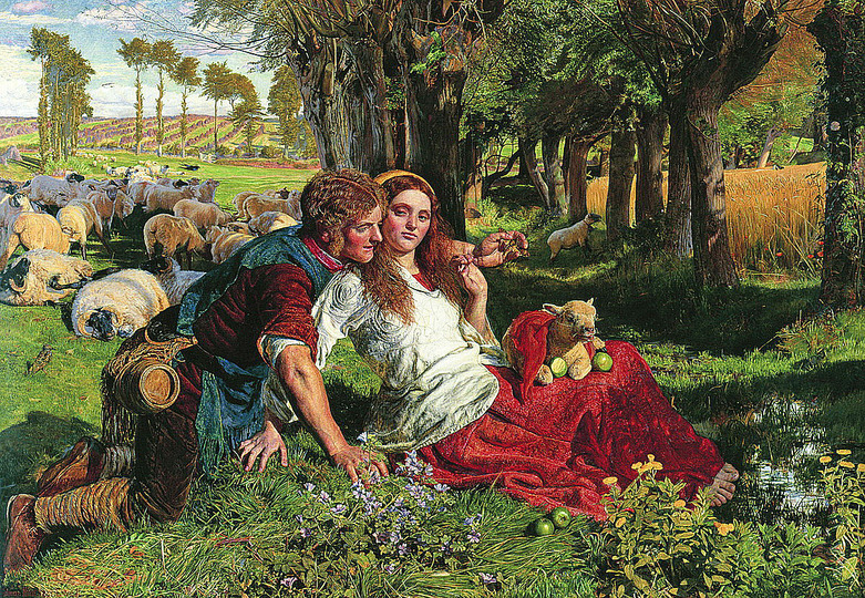 Preraphaelites: William Holman Hunt, The Hireling Shepherd, 1851