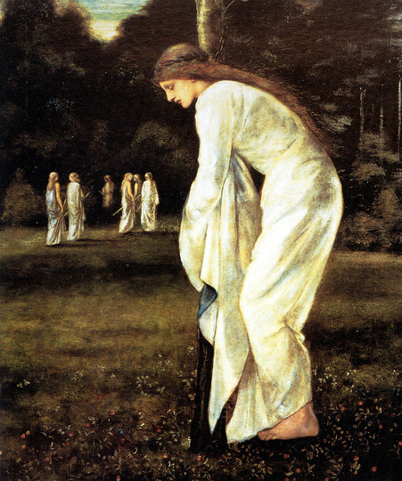 Preraphaelites: Edward Burne-Jones, ‘The Legend of St George and the Dragon, VI: The Princess Tied to a Tree’, 1866