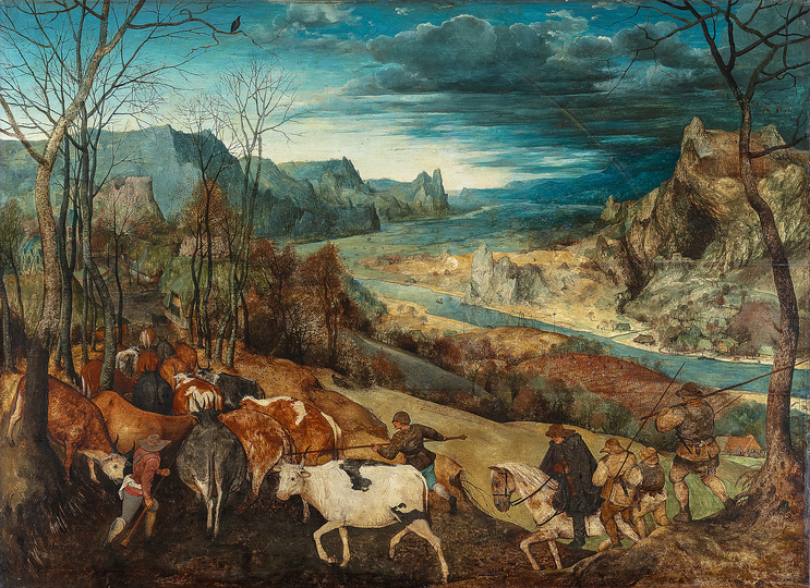 Pieter Bruegel: Pieter Bruegel the Elder (c. 1525/30 Breugel or Antwerp? – 1569 Brussels)
The Return of the Herd
1565, oak, 117 × 159 cm
Kunsthistorisches Museum Vienna, Picture Gallery
© KHM-Museumsverband
