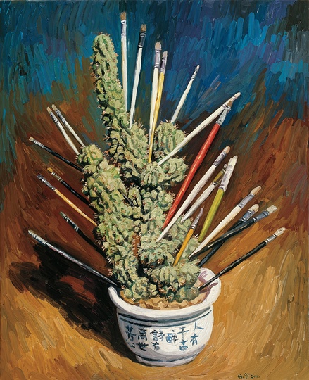 Art Dubai 2013: Stabbed Paintbrushes by Qin Qi at Platform China.