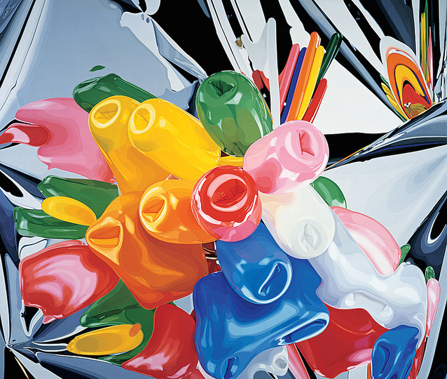 Jeff Koons at the Whitney: Tulips, 1995-1998, oil on canvas, 282.9 x 332.7 cm. Private collection. 