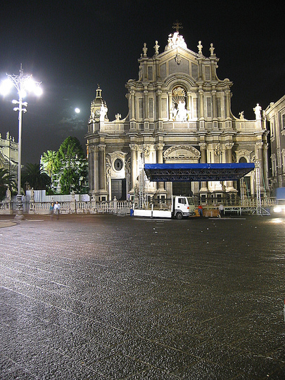 Non-place, Space between: Ceremonial space: Village piazza in front of a church in Northern Italy. 